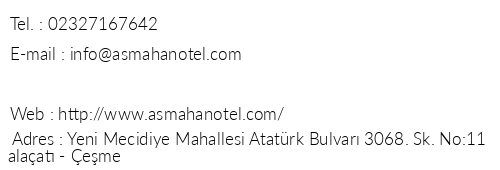 Asma Han Otel telefon numaralar, faks, e-mail, posta adresi ve iletiim bilgileri